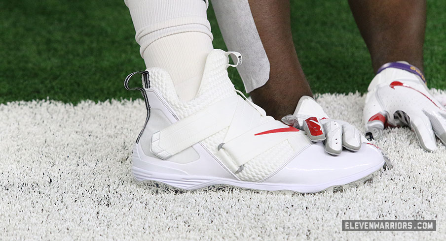 Wear White LeBron Soldier XII Cleats 