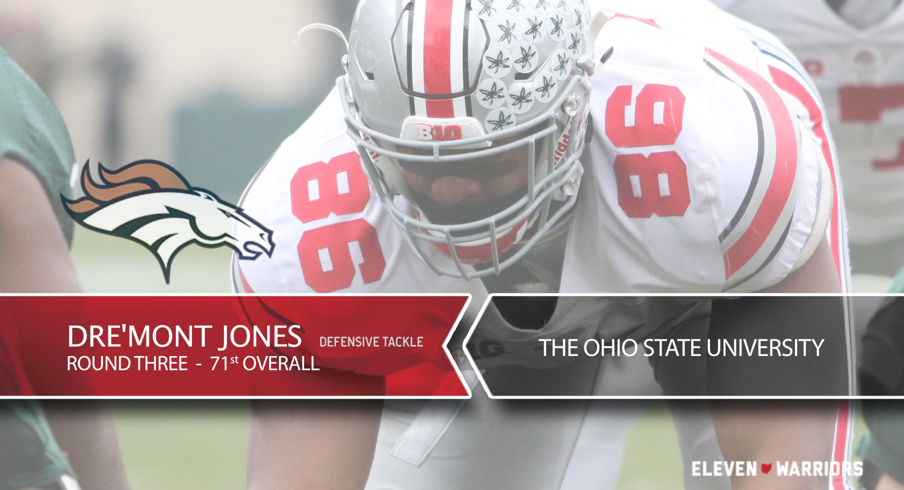 Dre'Mont Jones selected by the Denver Broncos in the third round of NFL  draft