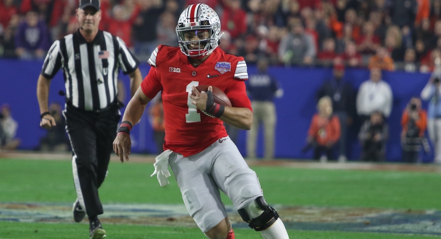 Ohio State QB Justin Fields Not Talking About His Knee Today - The