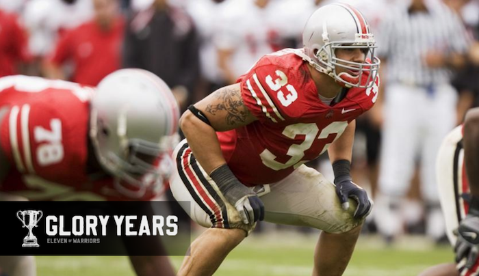 Ohio State linebacker A.J. Hawk rushes during second quarter against Miami  of Ohio at Ohio Stadium in Columbus, Ohio, Saturday, Sept. 3, 2005. A.J.  Hawk, Bobby Carpenter and Anthony Schlegel might be