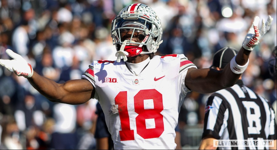 Buckeye Blitz: Saluting Ohio State Football - Marvin Harrison Jr. had  himself a day against Arkansas State catching seven passes for 184 yards  and three touchdowns. His first three-score game came in