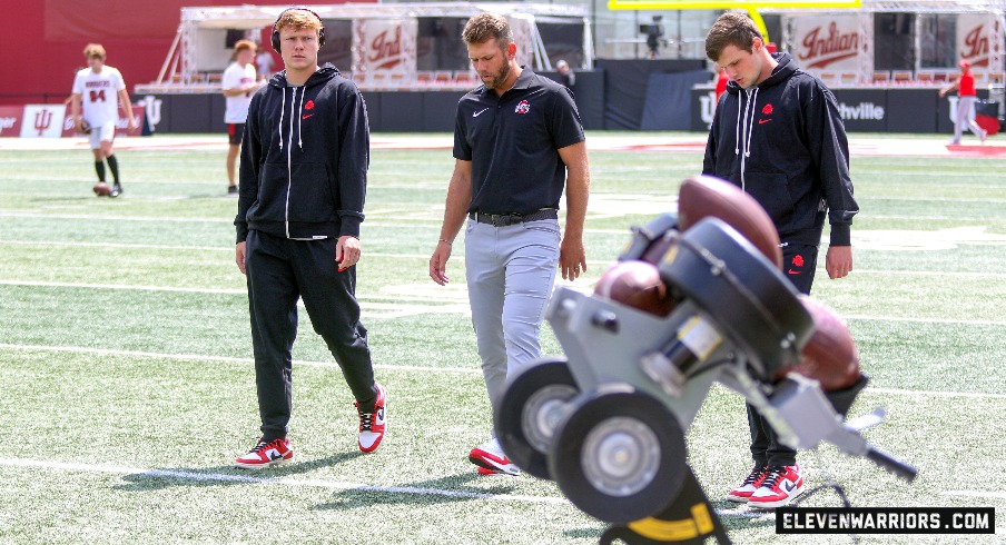 Devin Brown, Corey Dennis, and Kyle McCord of The Ohio State Buckeyes.