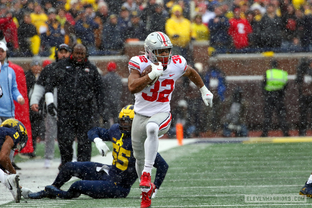 Running back TreVeyon Henderson of The Ohio State Buckeyes