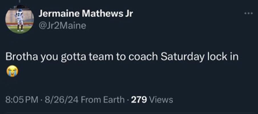 Jermaine Mathews Jr. tweet