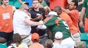 Miami fans fight in the stands