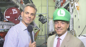 Nick Saban in a Luigi hat.