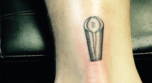 Clemson linebacker Ben Boulware got the CFP trophy tattooed on his Achilles for some reason.