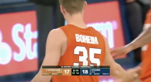 Buddy Boeheim with a misspelled name on his jersey