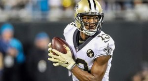 Dec 17, 2018; Charlotte, NC, USA; New Orleans Saints wide receiver Michael Thomas (13) runs after the catch against the Carolina Panthers during the first quarter at Bank of America Stadium. Mandatory Credit: Jim Dedmon-USA TODAY Sports