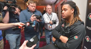 Former Ohio State defensive lineman Chase Young and the media