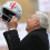 Lee Corso lifts Ohio State helmet on the set of ESPN's College GameDay