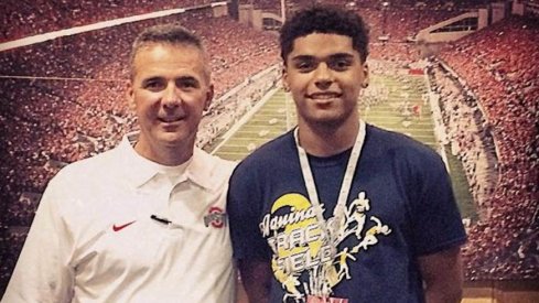 Urban Meyer and wide receiver prospect Trevon Grimes