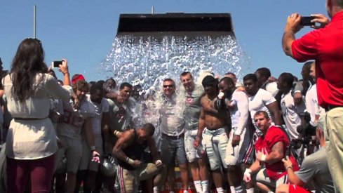 Urban Meyer and Ohio State football players take part in the ALS Ice Bucket Challenge