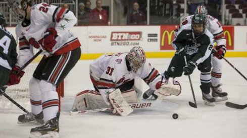 Stopping pucks like a boss.