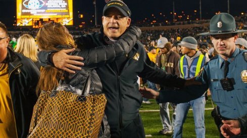 Gary Pinkel celebrates