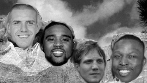 Mount Buckmore for the 2000s features James Laurinaitis, Troy Smith, A.J. Hawk and Mike Doss.