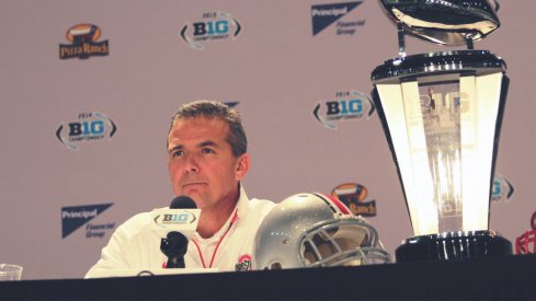 Back inside the bowels of Lucas Oil Stadium, Urban Meyer met with reporters to preview Ohio State's Big Ten title bout against Wisconsin.