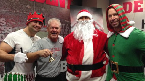 Kerry Coombs and the Ohio State strength and conditioning staff catch the holiday spirit at the Woody Hayes Athletic Center.