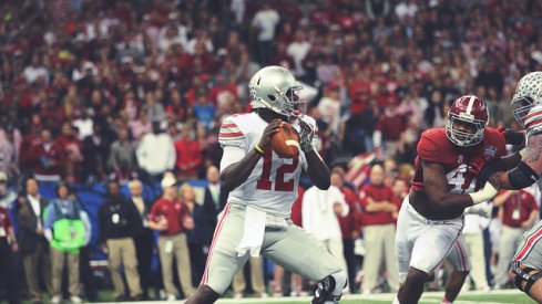 Ohio State quarterback Cardale Jones drops to pass during the Sugar Bowl.