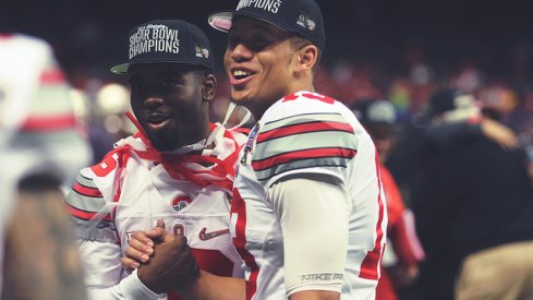 J.T. Barrett, left, and Stephen Collier, right, share a moment after the Sugar Bowl.