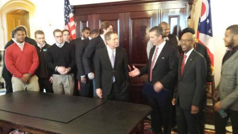 John Kasich, Urban Meyer, Dr. Drake, and OSU's football team