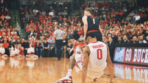 D'Angelo Russell picks himself up off the floor.