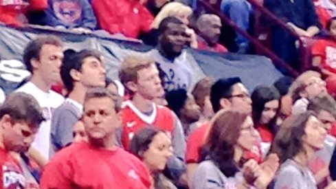 Cardale Jones watches from the student section.