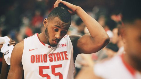 Trey McDonald walks off the floor.