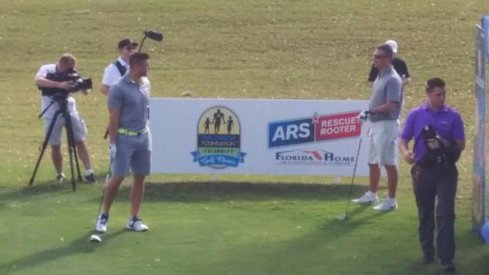 Urban Meyer and Tim Tebow at Tebow's Celebrity Golf Classic Saturday