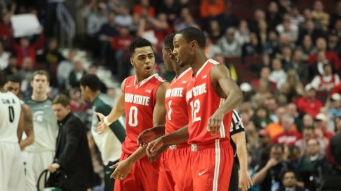 D'Angelo Russell, Jae'Sean Tate and Sam Thompson