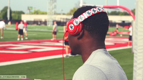 Johnnie Dixon watching the Buckeyes practice.