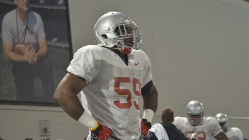 Tyquan Lewis at an April 2015 indoor practice for Ohio State