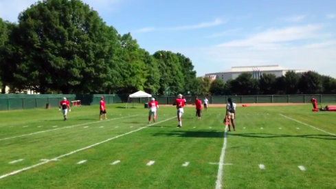 Ezekiel Elliott practicing returning punts.