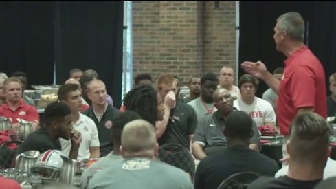 A preview of Scarlet and Gray Days on BTN shows Urban Meyer speaking firmly to his team.