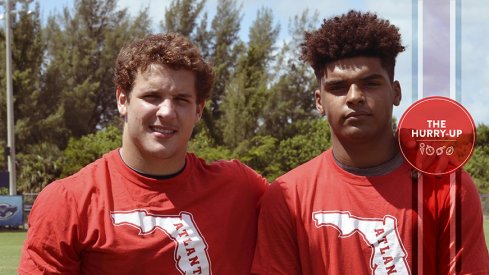 Nick Bosa and Trevon Grimes during a camp this summer at FAU.