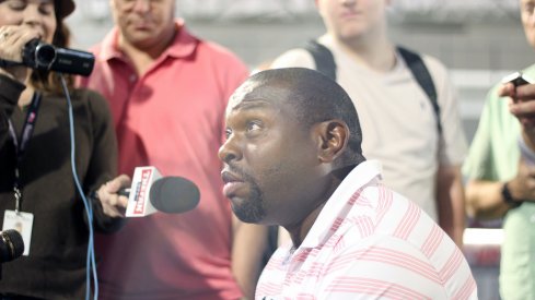 Tony Alford meets with the media