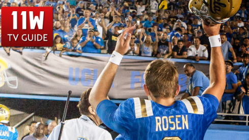 UCLA Bruins quarterback Josh Rosen (3) waves to the crowd after the UCLA Bruins and BYU Cougars football game at the Rose Bowl in Pasadena, CA. UCLA beat BYU 24-23.