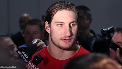 Joey Bosa meets with the media. 