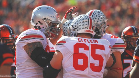 Ohio State celebrates a touchdown against Illinois. 