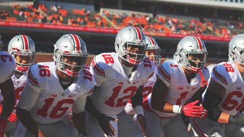 Ohio State goes through pregame warmups. 