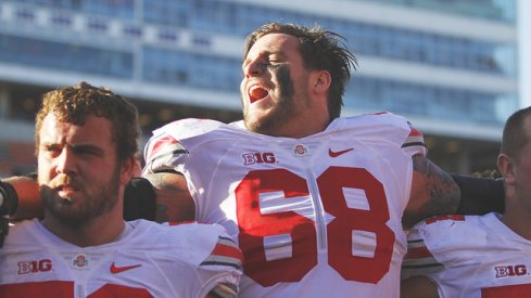 Taylor Decker shows off his pipes during the Carmen Ohio.