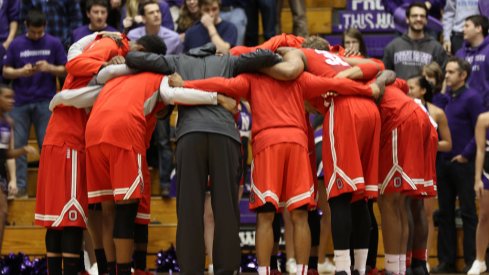 Ohio State huddles up prior to taking on Northwestern.