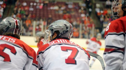 Ohio State forward Nick Schilkey takes a break from scoring all the points.