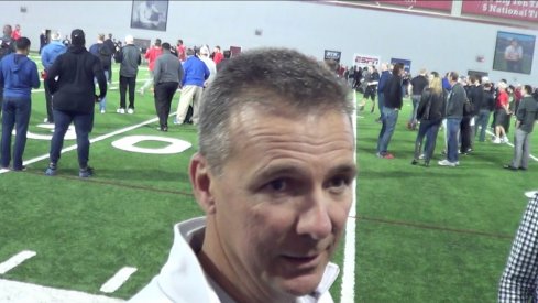 Urban Meyer talked to the local media briefly at Ohio State Pro Day Friday.