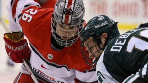 Ohio State forward Mason Jobst faces off against Michigan State's Matt DeBlouw.