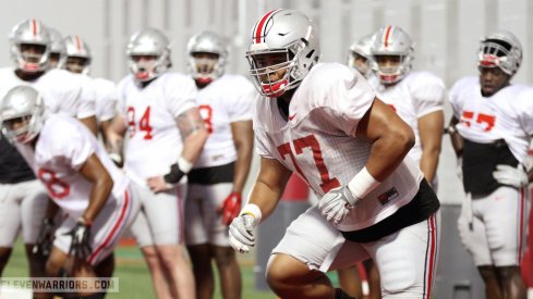 Michael Hill works out during Ohio State's spring practice Tuesday.