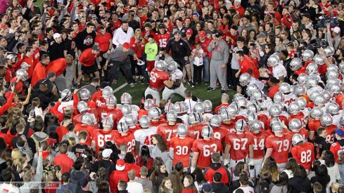 Ohio State's circle drill, with a few more observers than normal.