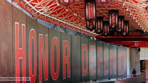 New banners hanging in the Ohio Stadium tunnel.