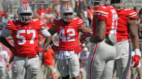 Ohio State's defensive line during the spring game.