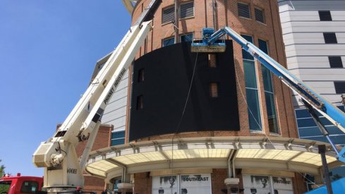 First look at the new video board Ohio State is placing on the southeast corner of the Schottenstein Center this week.